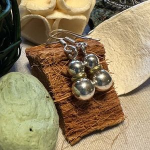 Silpada Double Trouble Sterling Silver w Brass Accent Bead Drop Earring W0020-B